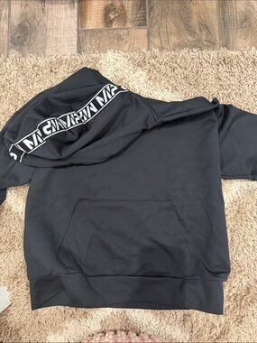 Men's Black Hoodie with Branded Hood Trim